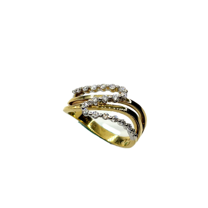 Ring in bicolor goud met overlappende diamanten – 18kt