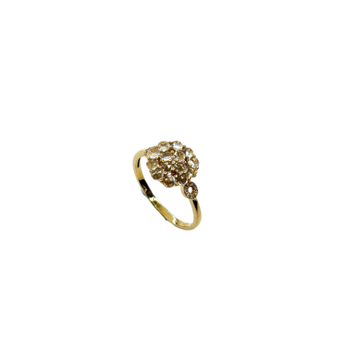 Ring geelgoud cluster pavé