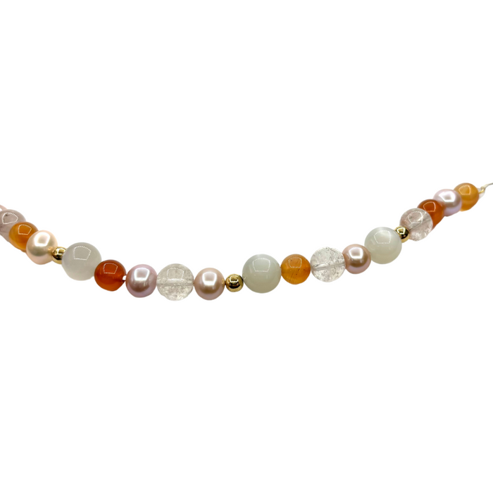 Ketting multikleur natuursteen en parel