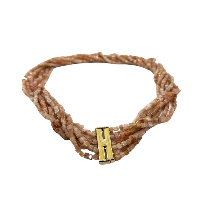Ketting met zonsteen en geelgouden sluiting