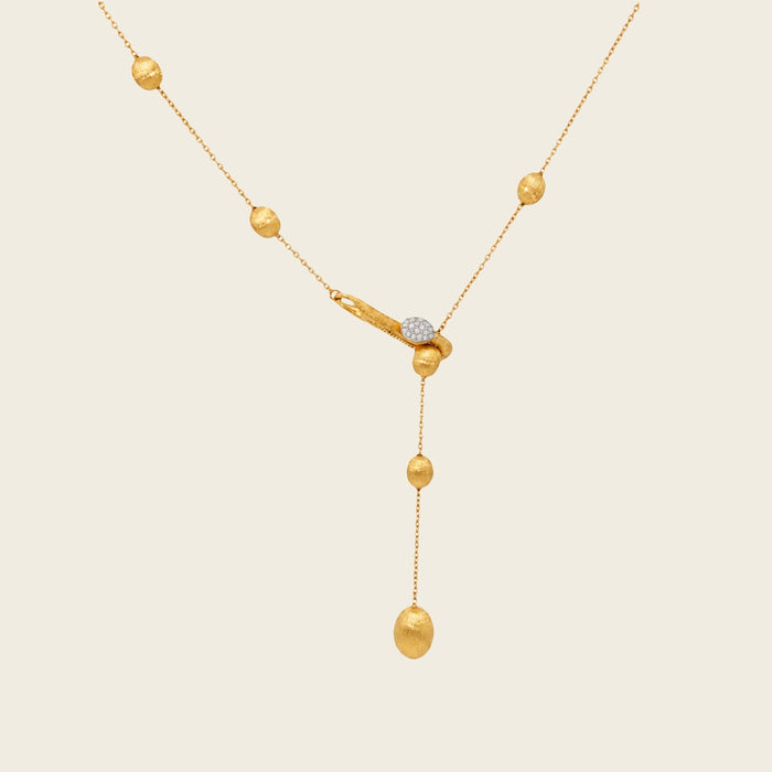 Ketting Nanis geelgoud met structuurelementen en diamanten