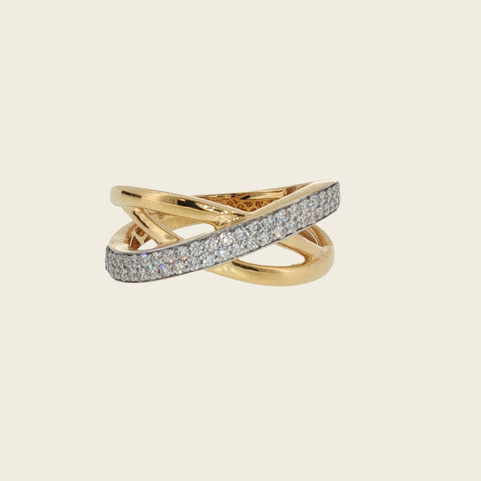 Ring geelgoud met gekruiste briljanten