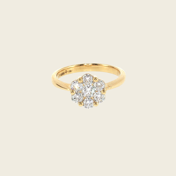 Ring geelgoud met briljant bloem-cluster