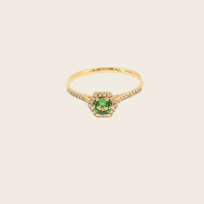 Ring met tsavoriet en diamant