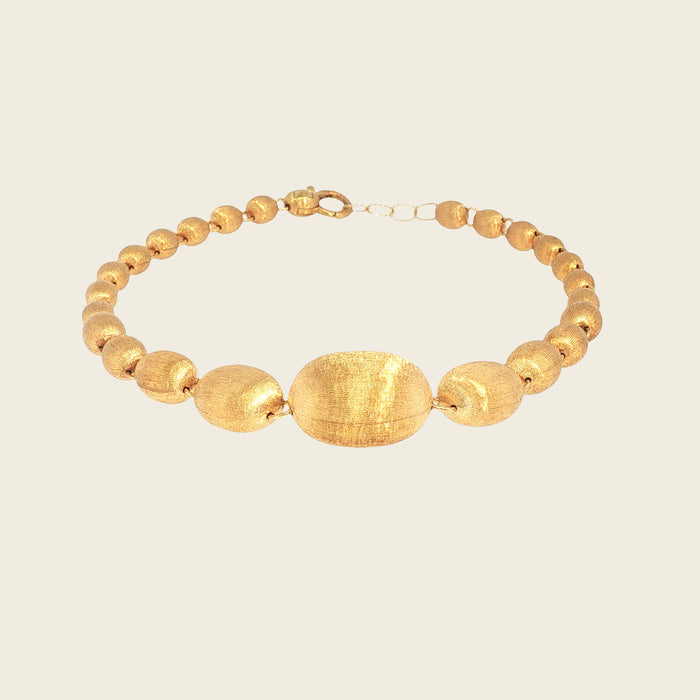 Armband geelgoud met ovale structuurelementen
