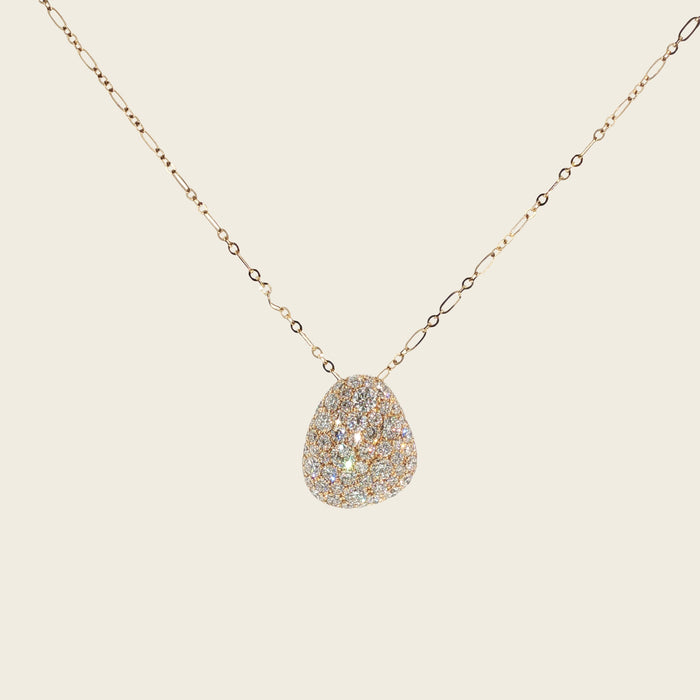 Ketting geelgoud met druppelvormige hanger met diamanten