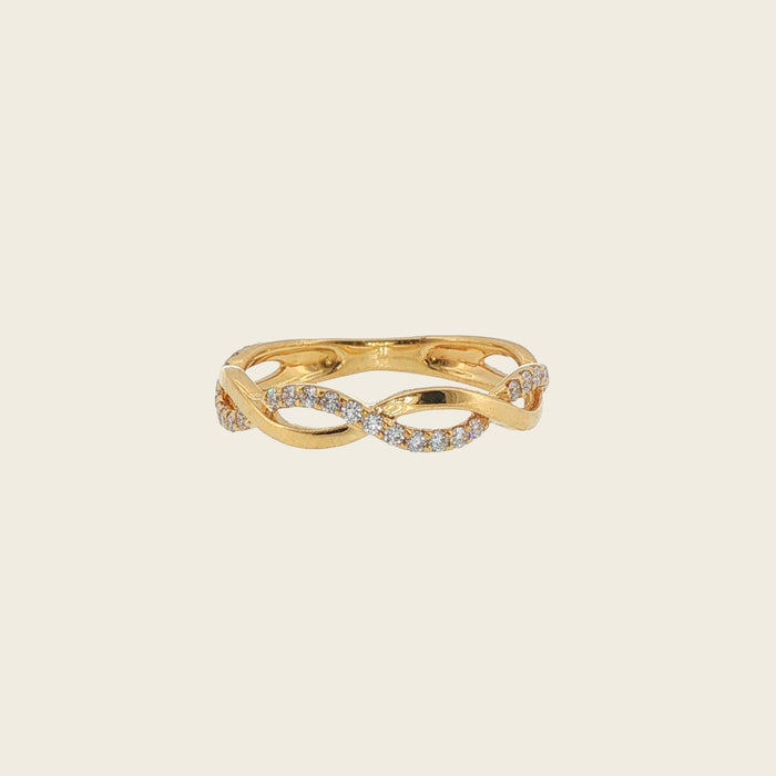Geelgouden infiniti-twist ring met diamant