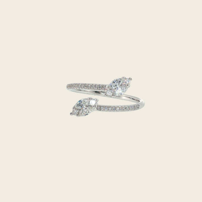 Open ring met dubbele diamantcluster