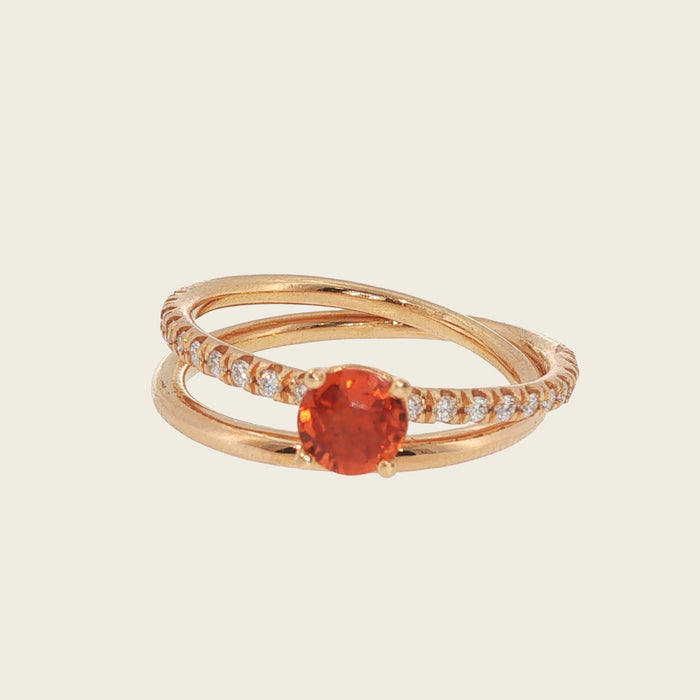 Ring 18kt roos goud - saffier