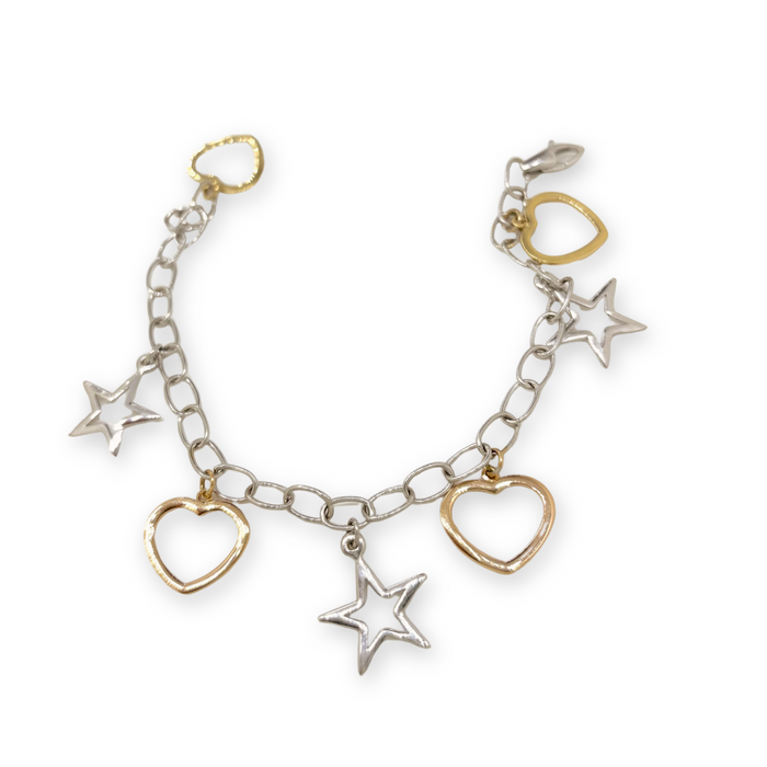 Armband in roos- en witgoud met bedels