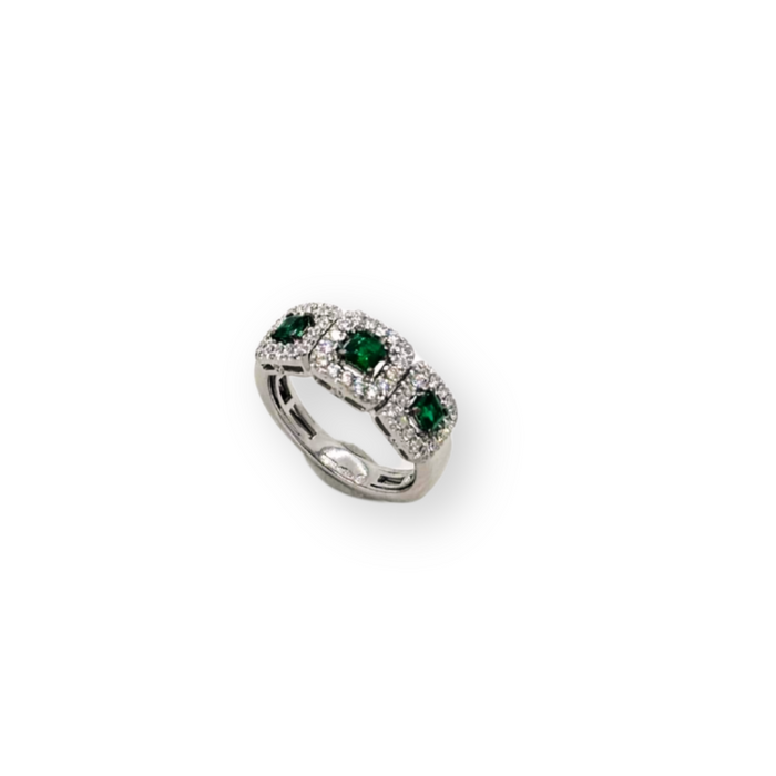 Witgouden ring met smaragd
