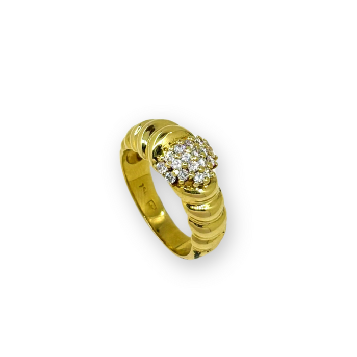 Ring geelgoud met bol pavé zirkonia