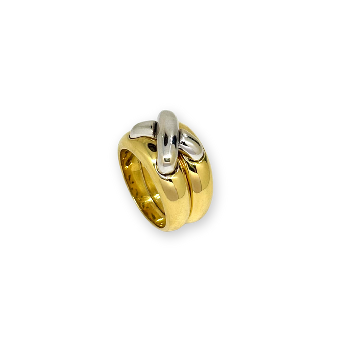 Ring bicolor met vlechtmotief