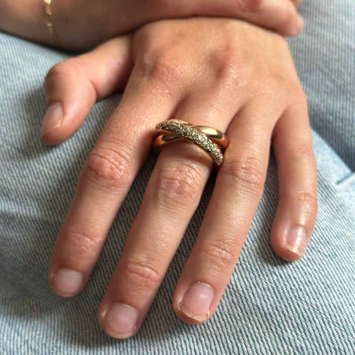 Ring in roosgoud met diamantzetting – 18kt