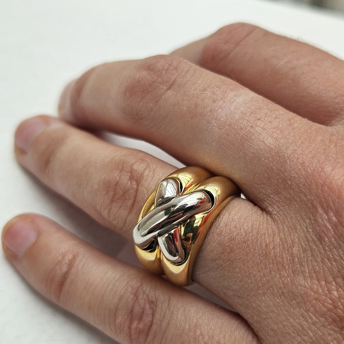 Ring bicolor met vlechtmotief