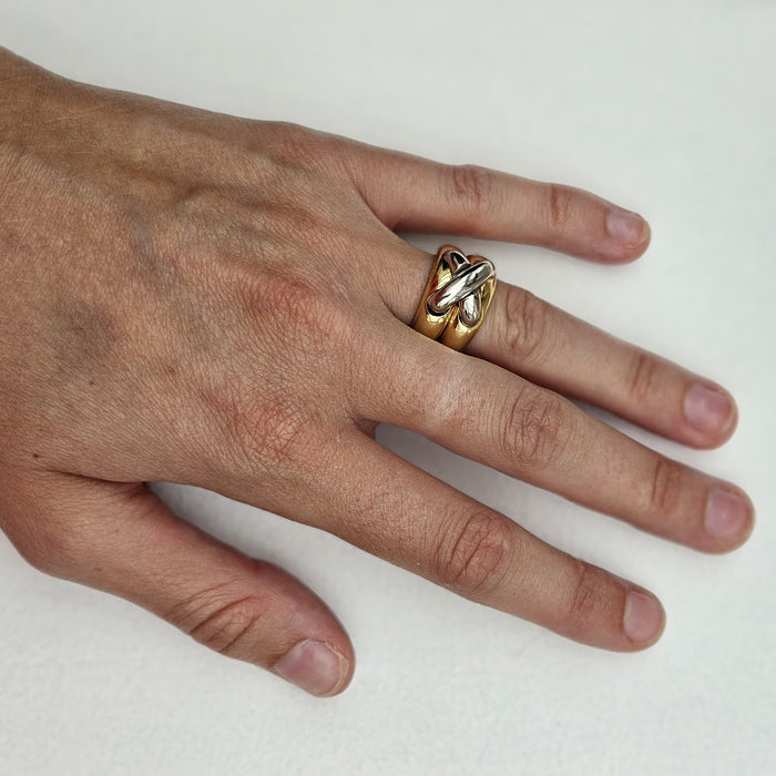 Ring bicolor met vlechtmotief