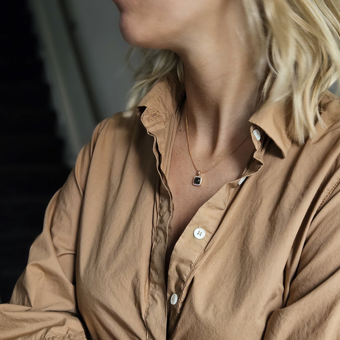 Roosgouden hanger met maansteen en diamanten omlijsting – 18kt