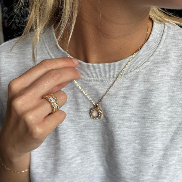 Ring in roosgoud met gelaagde diamantzetting – 18kt