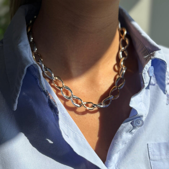Ketting in roos- en witgoud