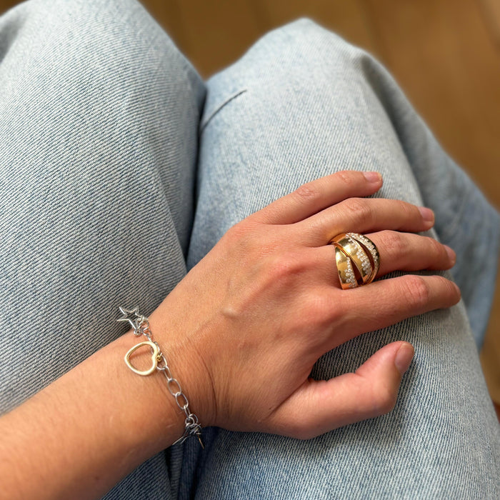Ring in roosgoud met diamantzetting – 18kt