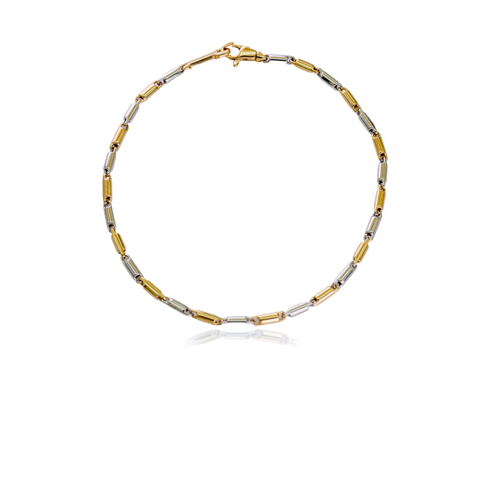 Armband bicolor goud - cilindrische schakels