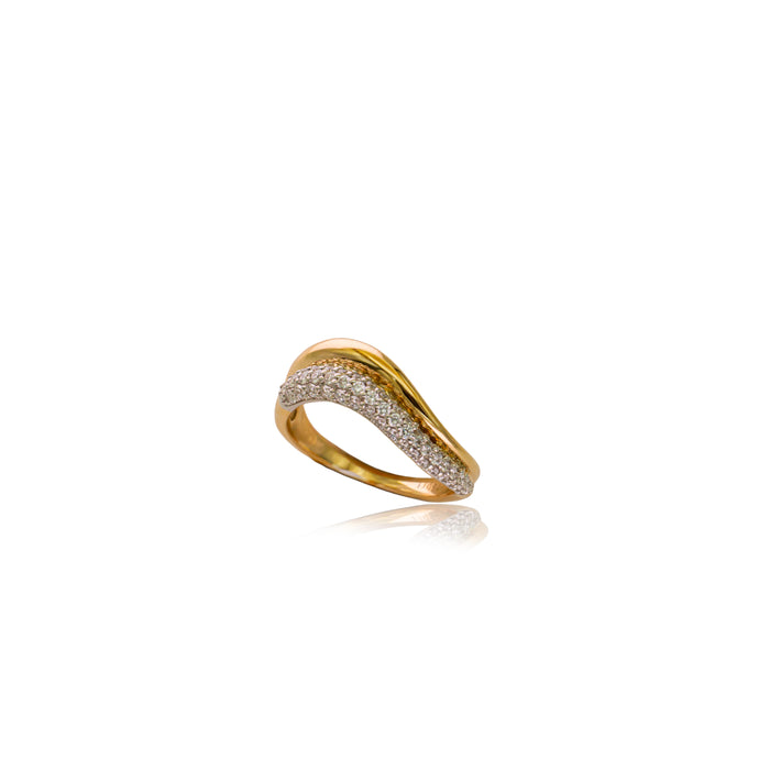 Ring geelgoud met briljanten & golvende band