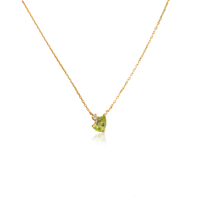 Ketting geelgoud met peridoot en briljant