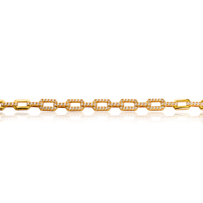 Armband geelgoud met open schakels en briljanten