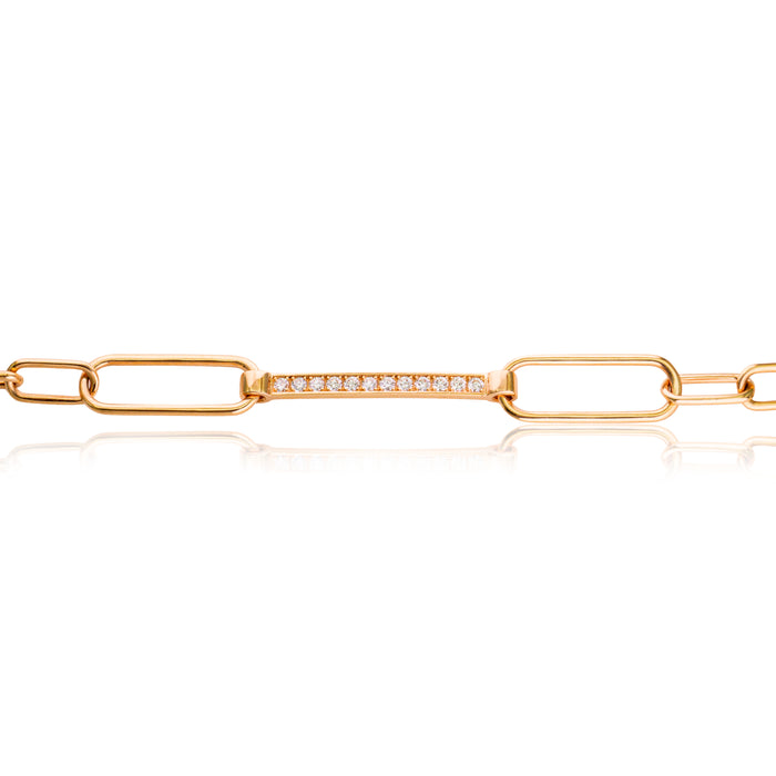 Armband geelgoud met langwerpige schakels en briljanten