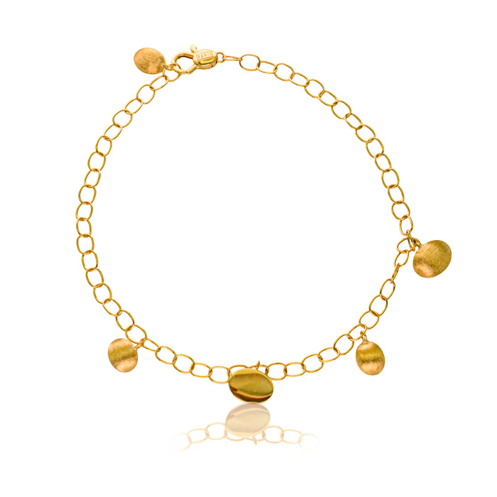 Armband geelgoud - schakelarmband met geborstelde bolletjes