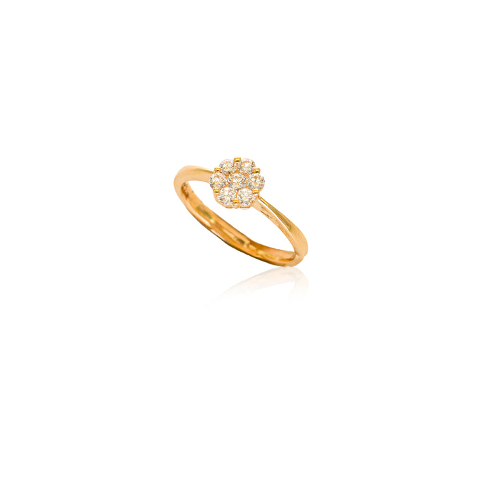 Ring geelgoud met briljant bloem-cluster
