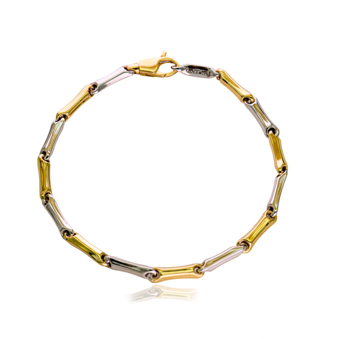 Armband bicolor met rechthoekige schakels