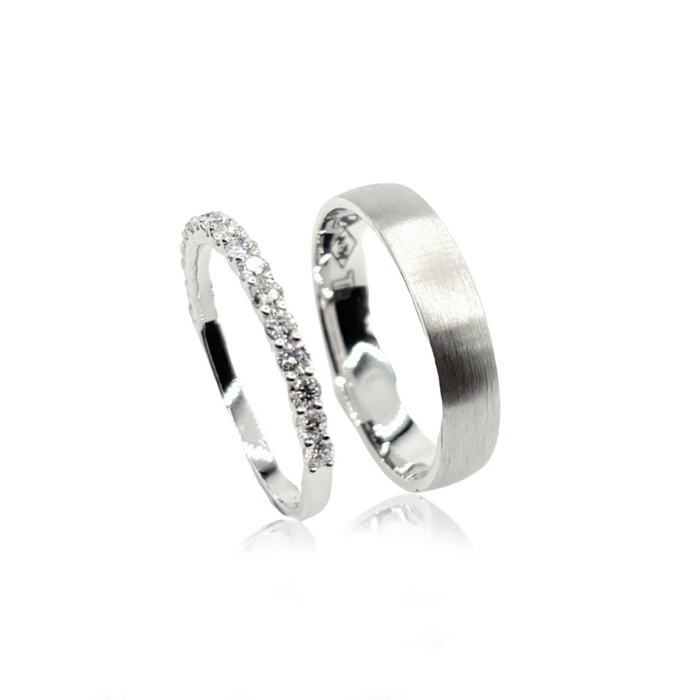Witgouden trouwringen met diamant