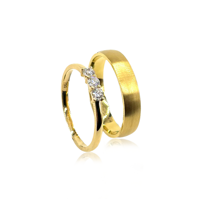 Geelgouden trouwringen met diamant