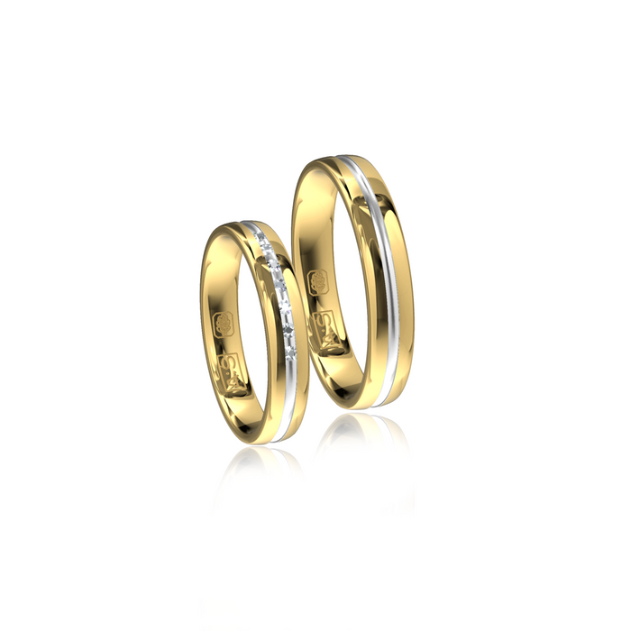 Bi-color trouwringen met diamant
