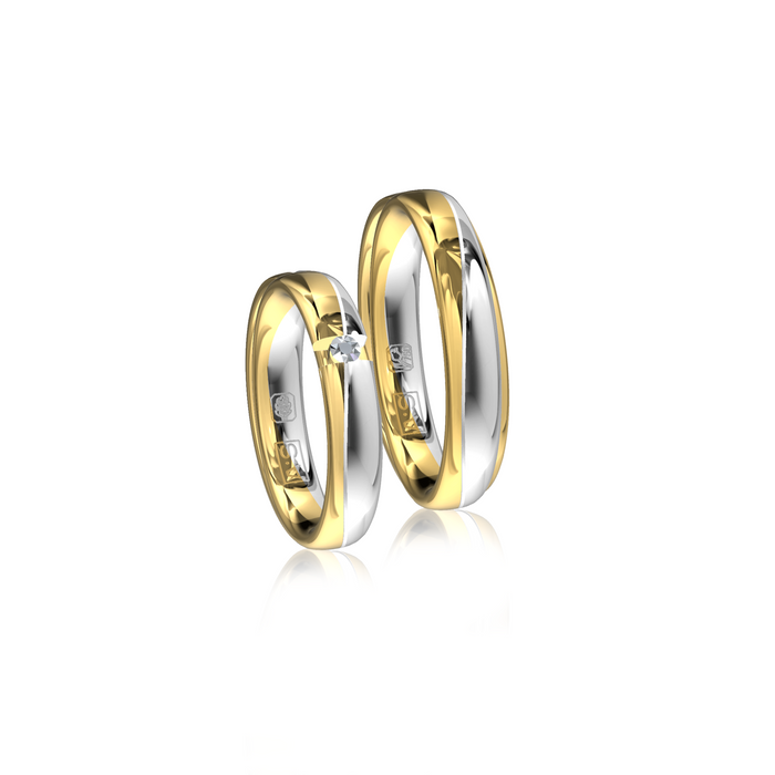 Bi-color trouwringen met diamant
