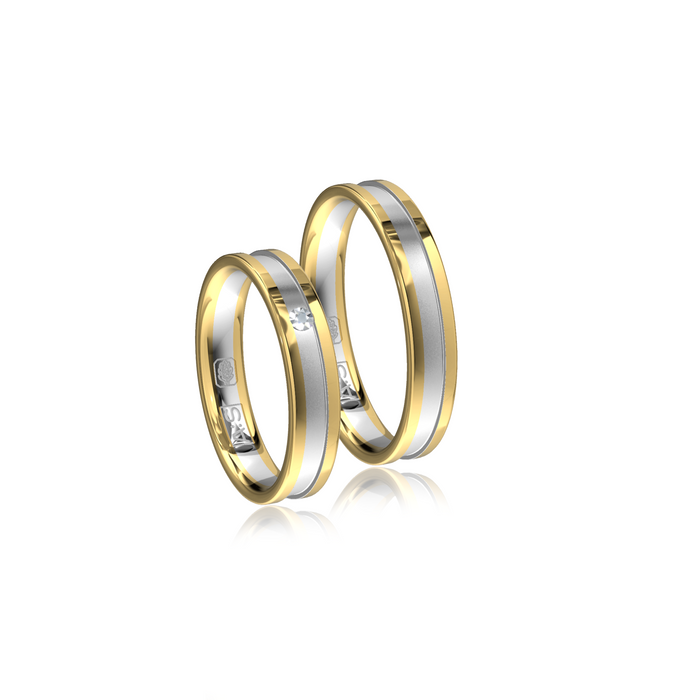 Bi-color trouwringen met diamant
