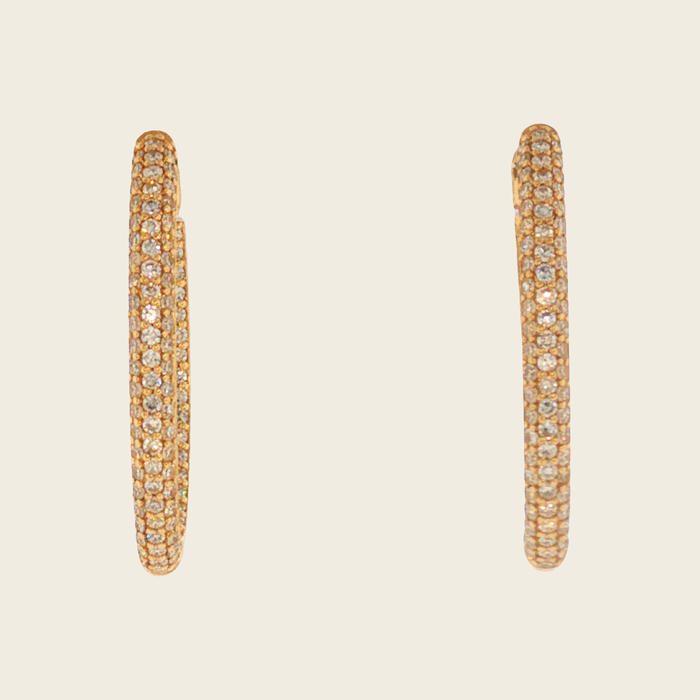 Geelgouden diamanten creolen dubbel gezet