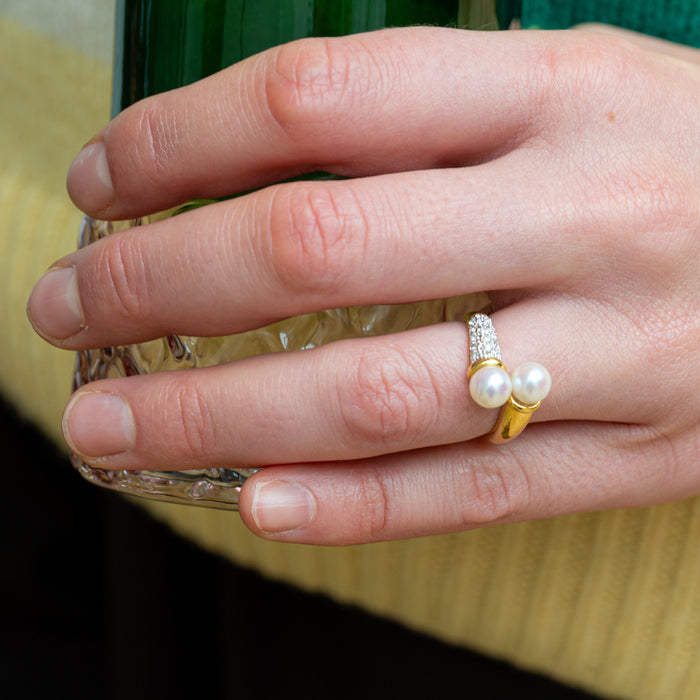 Gouden ring met parels en diamanten