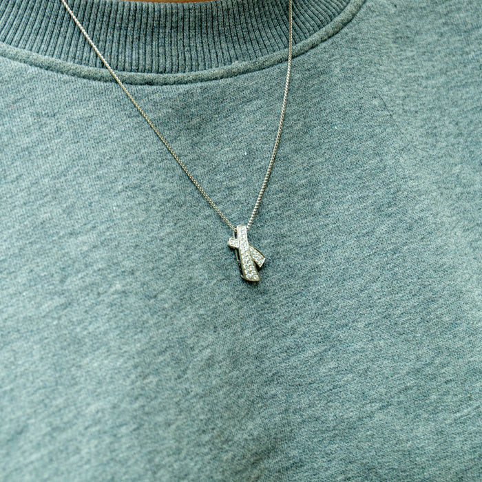 Witgouden pavé diamanten hanger