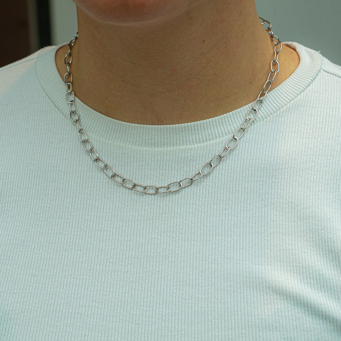 Witgouden ketting met ovale schakels