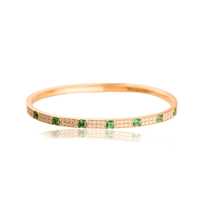 Roségouden armband met groene saffier en diamantaccenten