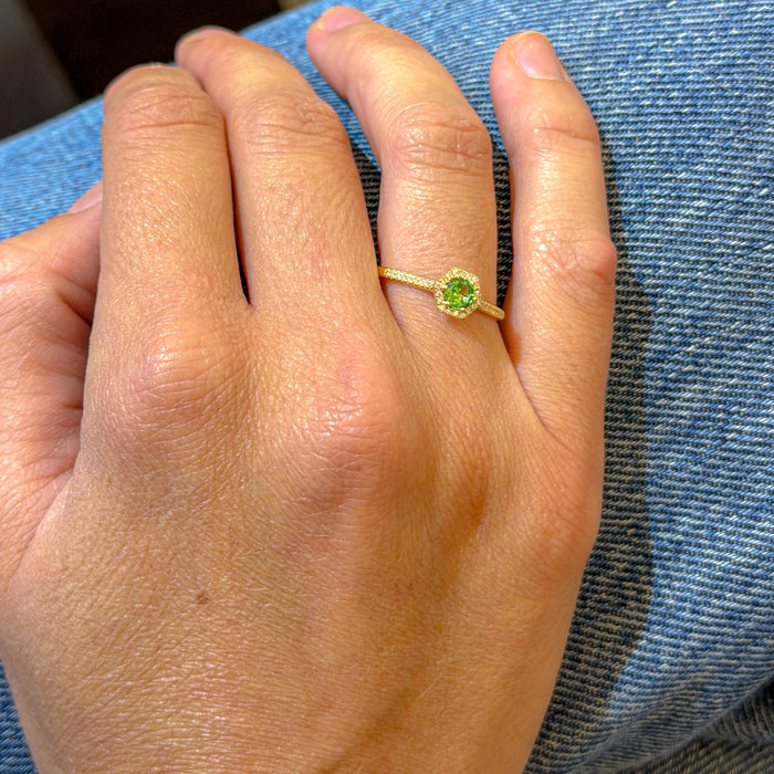 Ring met tsavoriet en diamant