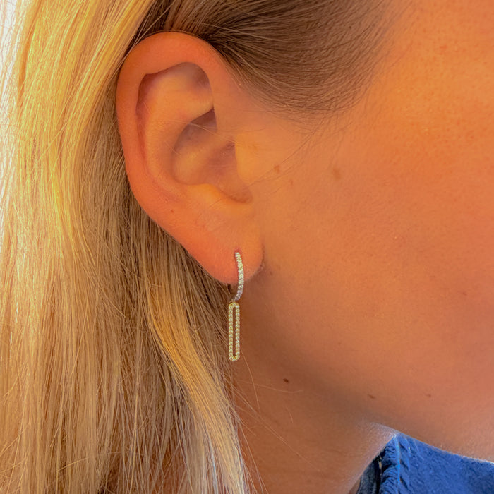 Bicolor creolen met open pavé-hanger