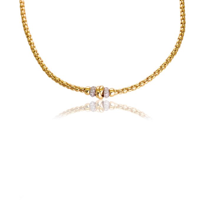 Gouden ketting met bicolor en diamant details