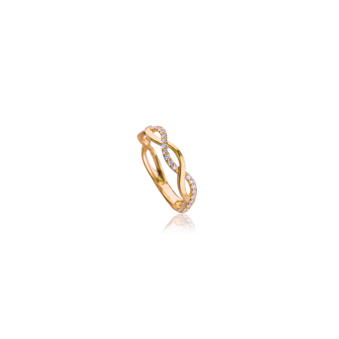 Geelgouden infiniti-twist ring met diamant