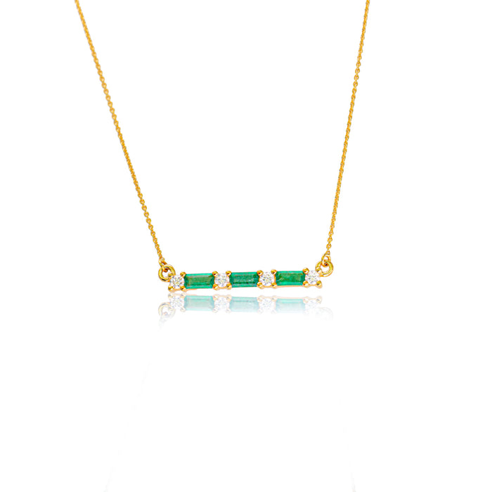 Hanger met smaragd baguette en briljant