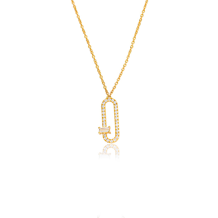 Hanger in ovale vorm met briljant en baguette