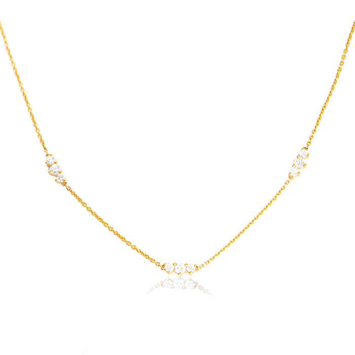 Halsketting met briljant in driesteenscombinatie