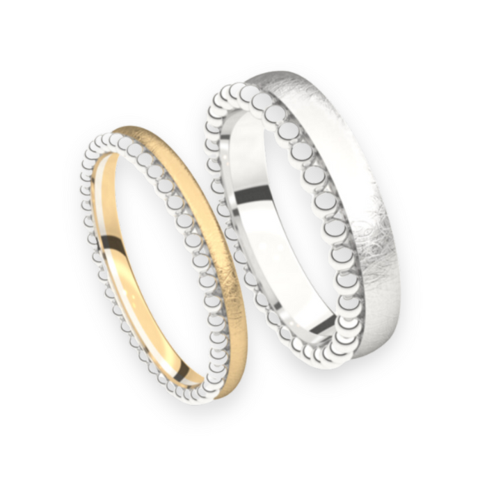 Set trouwringen 18kt geel/wit goud
